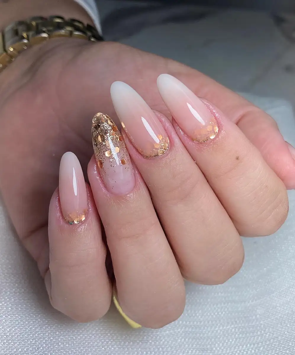 Gold Foil Ombre Nails Main View