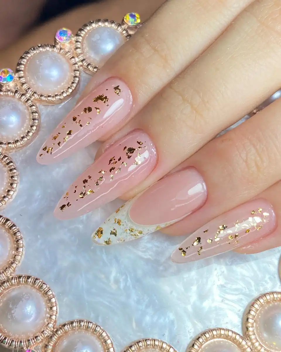 Gold Leaf Elegance Nails Main View